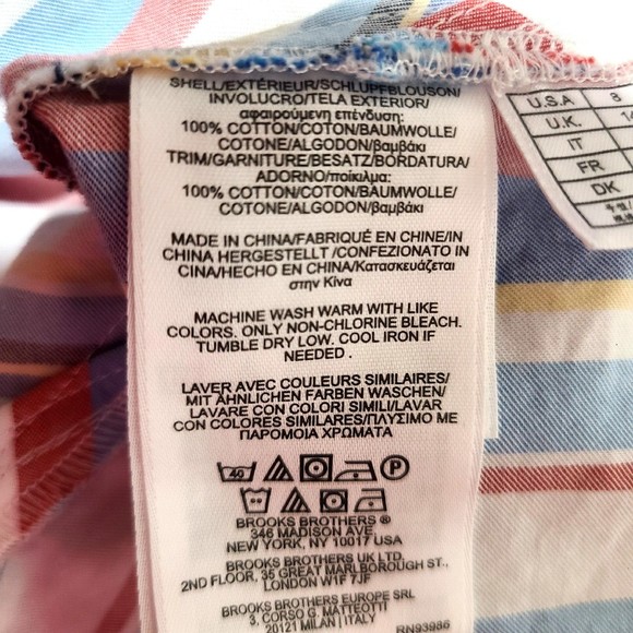 Brooks Brothers Top Womens Size 8 Sleeveless Lace Up Side Striped V-Neck Cotton - Picture 7 of 9